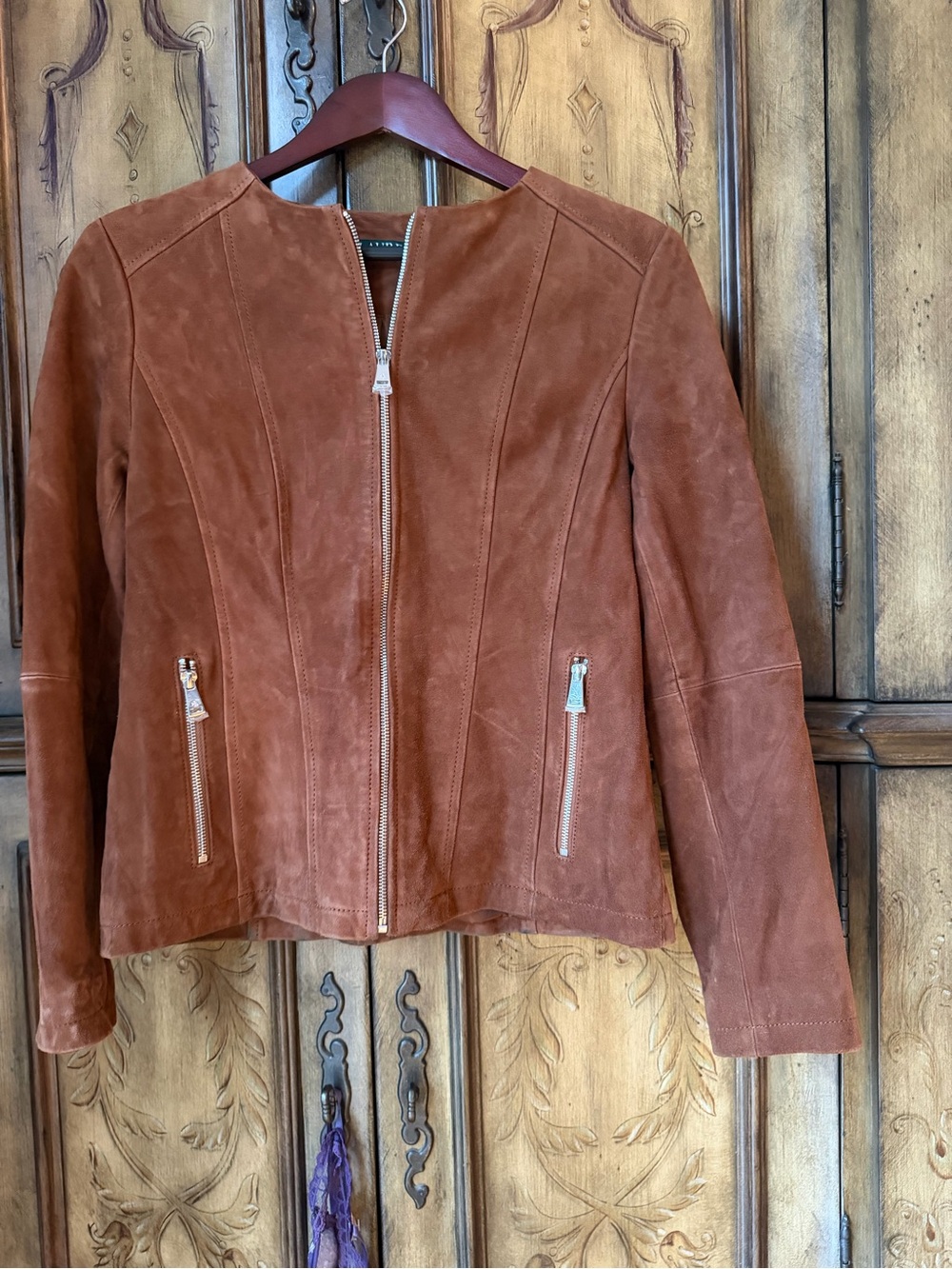 LAUREN, RALPH LAUREN Women's Leather Zip-Front Jacket - Rust